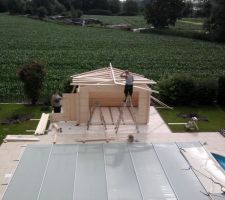 Poursuite montage du toit, début montage de l'appentis