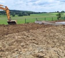 Ct nord la terre est en lgre pente  partir de la cascade (pas assez de terre pour tre au mme niveau que le muret)