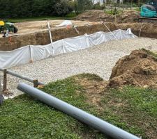 Drainage, gotextile et roul en place ainsi que le puit de dcompression