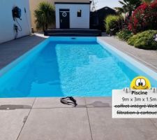 Vue piscine et abri de jardin