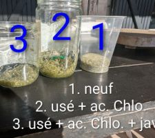 Verre filtrant - aspect �chantillons apr�s 1 saison et traitements