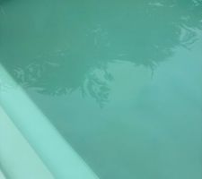 �tat de la piscine apr�s ajustement chlore et PH. Un �tat n�buleux comme du calcaire ou du tartre.